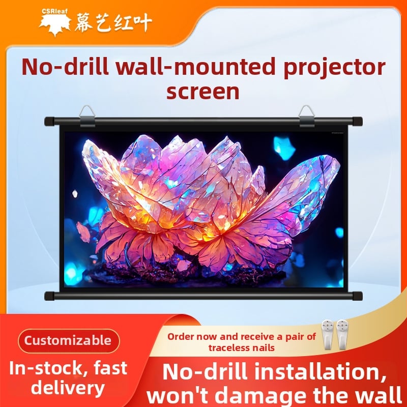 Fali vetítővászon - hordozható, telepítés nélkül, fémből készült