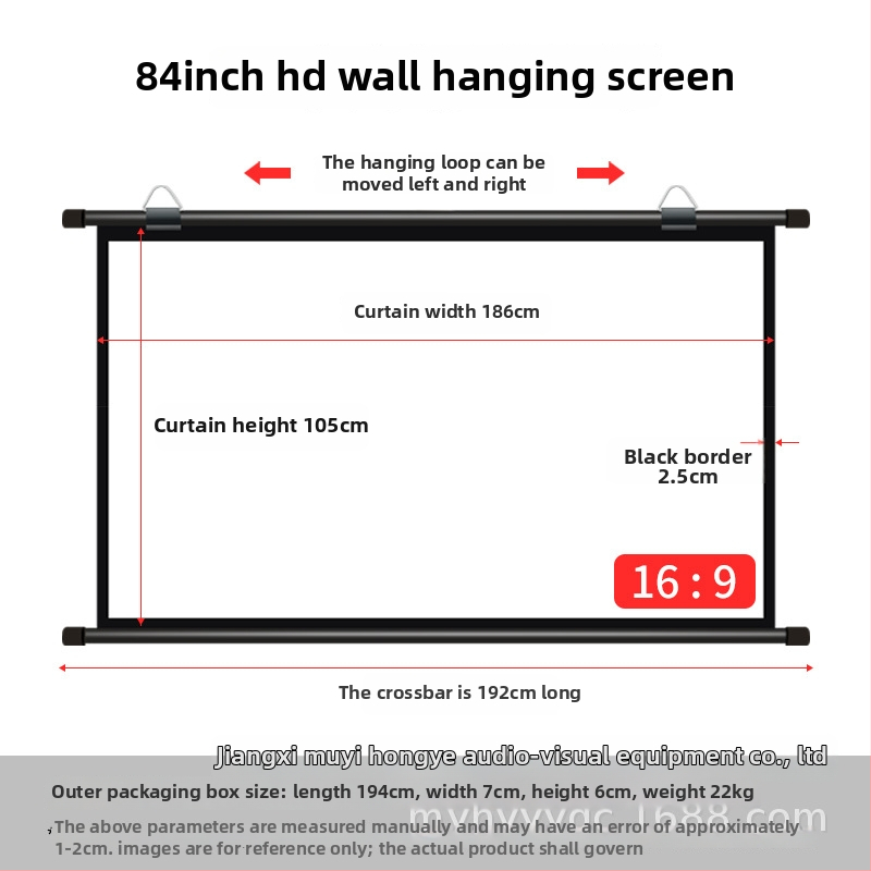Fali vetítővászon - hordozható, telepítés nélkül, fémből készült
