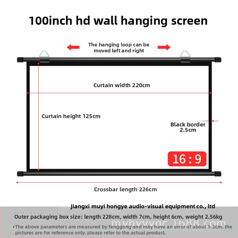 Fali vetítővászon - hordozható, telepítés nélkül, fémből készült