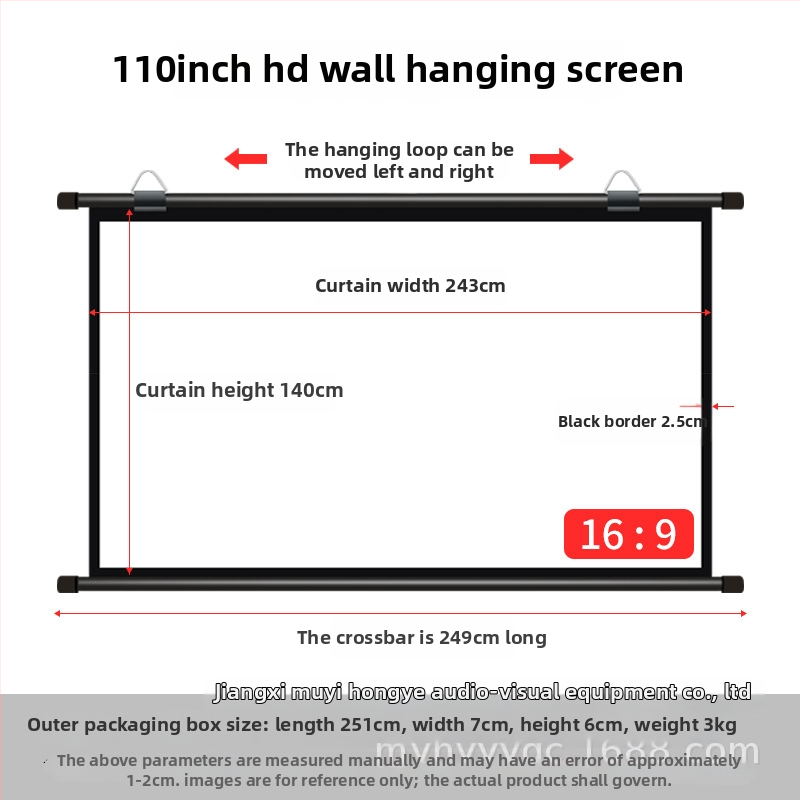 Fali vetítővászon - hordozható, telepítés nélkül, fémből készült