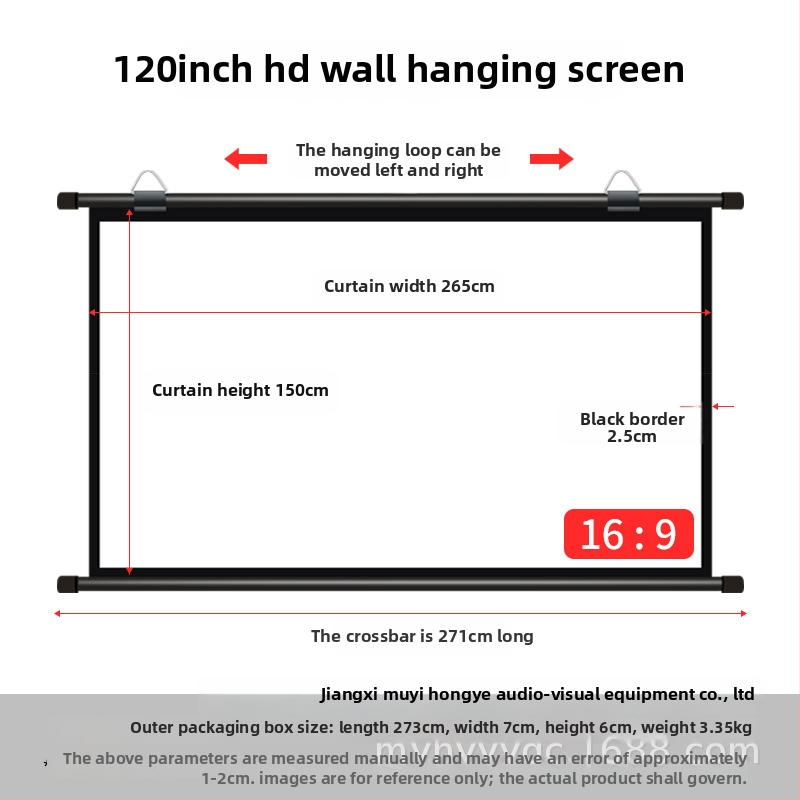 Fali vetítővászon - hordozható, telepítés nélkül, fémből készült