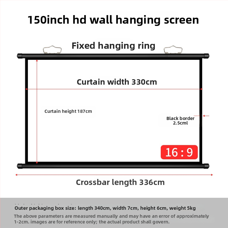 Fali vetítővászon - hordozható, telepítés nélkül, fémből készült