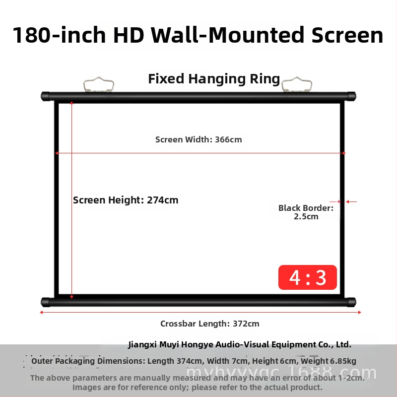 Fali vetítővászon - hordozható, telepítés nélkül, fémből készült