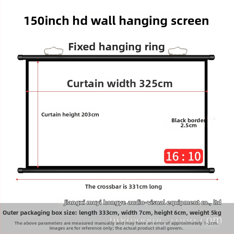 Fali vetítővászon - hordozható, telepítés nélkül, fémből készült