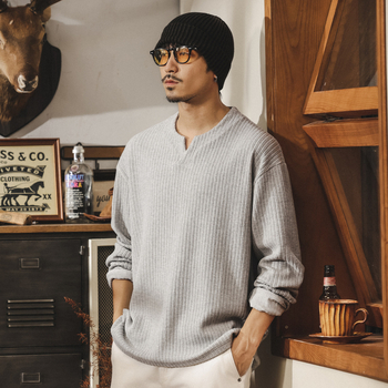 Američki retro stil, 330 g teški jacquard pleteni džemper s dugim rukavima za muškarce