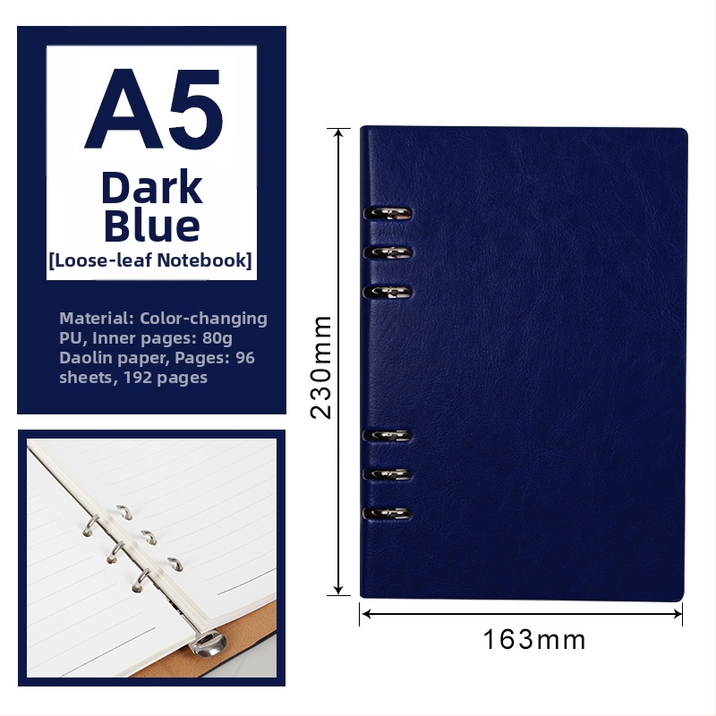 Luksuzni poslovni bilježnik s prilagodljivim logotipom, 100 stranica, jezgro s 6/9 rupa, stranice Forest papira