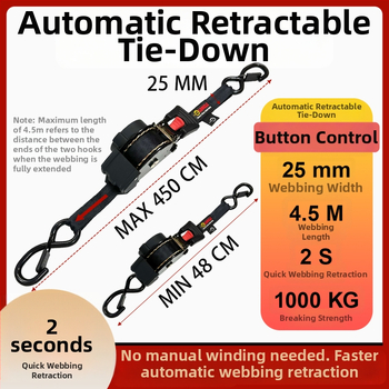 Pás na zabezpečenie batožiny na motocykl s napínačom – polyester, nosnosť 500 kg, pevnosť v ťahu 1000 kg, bezpečnostný faktor 2:1