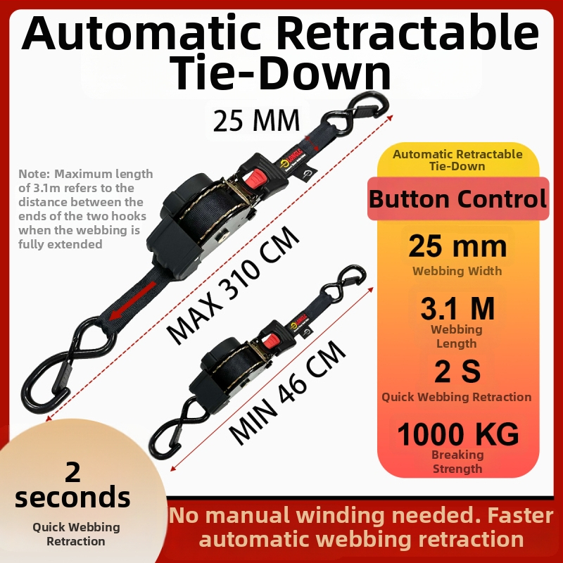 Pás na zabezpečenie batožiny na motocykl s napínačom – polyester, nosnosť 500 kg, pevnosť v ťahu 1000 kg, bezpečnostný faktor 2:1