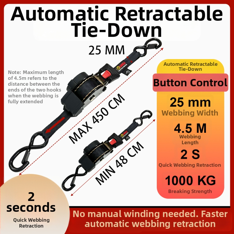 Pás na zabezpečenie batožiny na motocykl s napínačom – polyester, nosnosť 500 kg, pevnosť v ťahu 1000 kg, bezpečnostný faktor 2:1