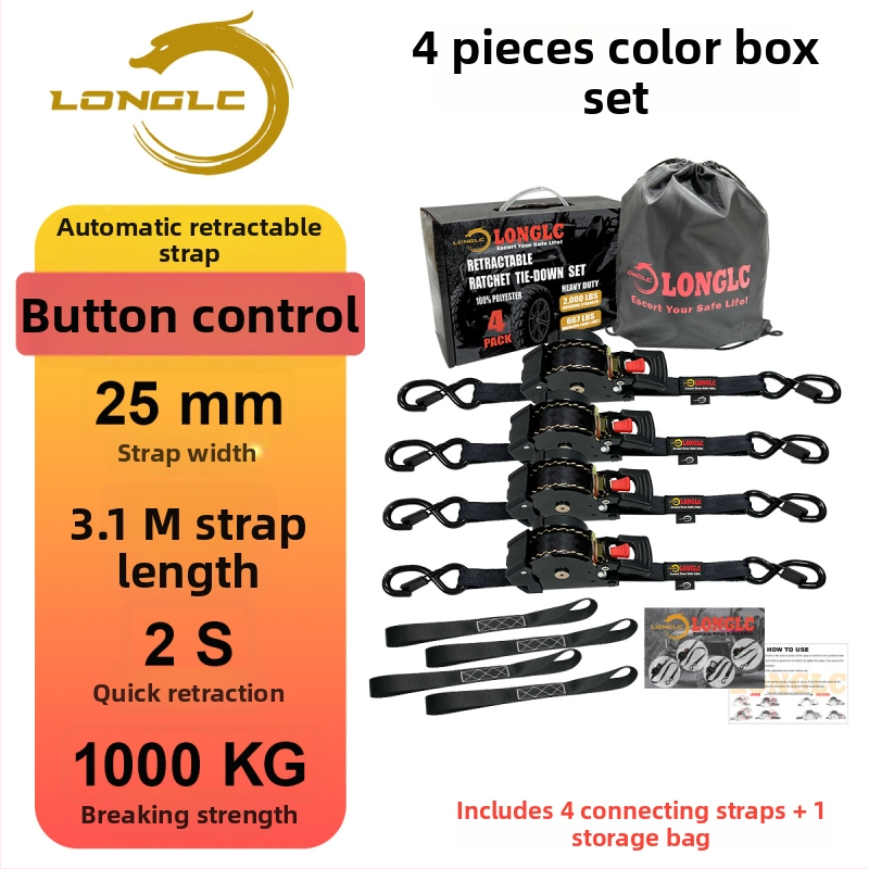 Pás na zabezpečenie batožiny na motocykl s napínačom – polyester, nosnosť 500 kg, pevnosť v ťahu 1000 kg, bezpečnostný faktor 2:1