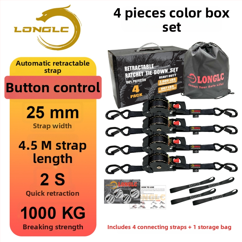 Pás na zabezpečenie batožiny na motocykl s napínačom – polyester, nosnosť 500 kg, pevnosť v ťahu 1000 kg, bezpečnostný faktor 2:1