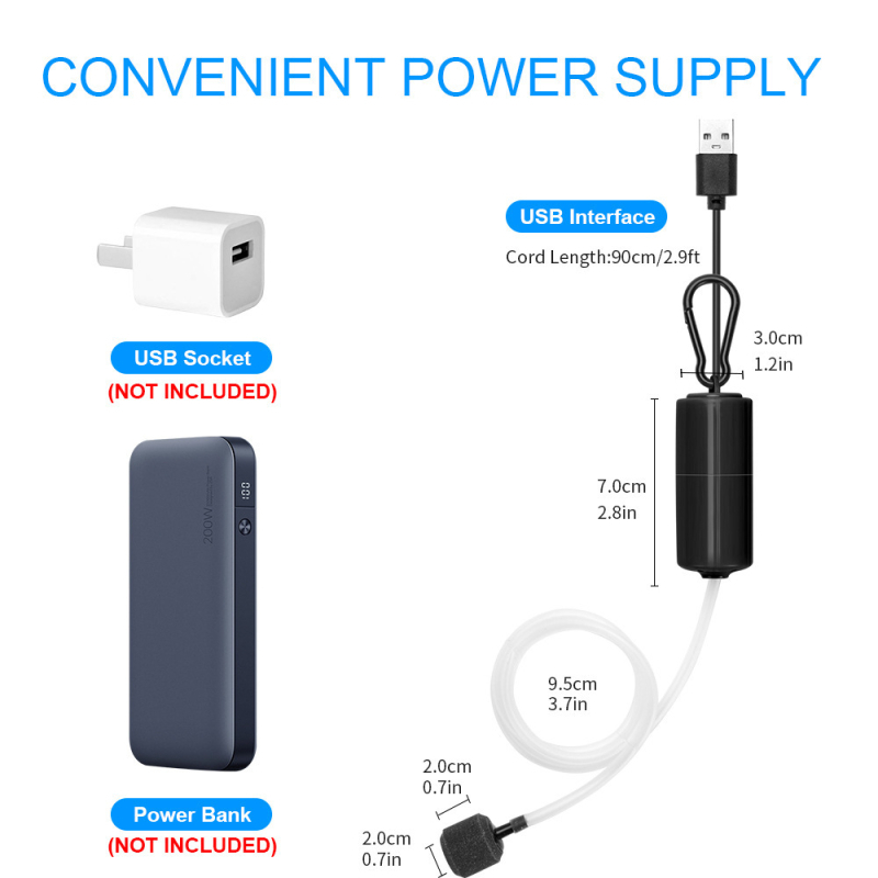 USB aerator za akvarij, prijenosna pumpa za kisik za akvarij, za korištenje tijekom nestanka struje (Model MUAP; Težina 10; Uvezeno: Ne)