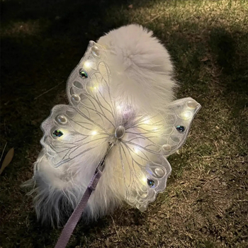 Remen za prsa kućnog ljubimca sa svjetlećim krilima leptira, poliester, pogodan za mačke, brend Pet Luminous Back Ornament