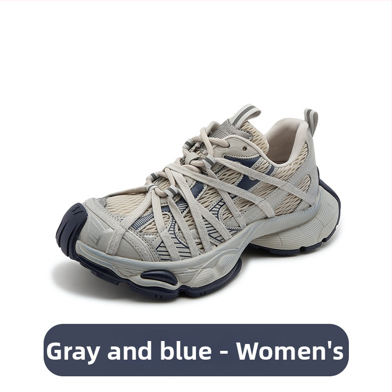 Ženske tenisice s mrežastom gornjem i platformom, prednje vezanje, okrugli vrh, niski profil