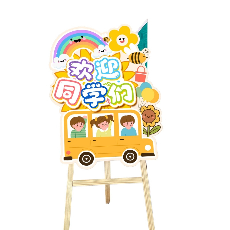 Tablica dobrodošlice za ulaz u vrtić - svilen cvjetovi, KT ploča, rekviziti za uređenje prostora