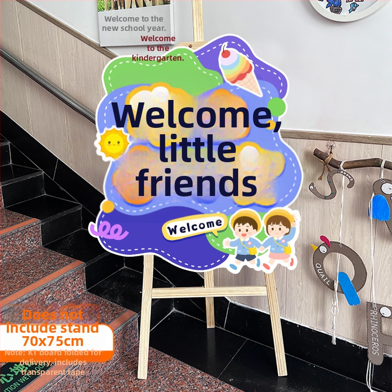 Tablica dobrodošlice za ulaz u vrtić - svilen cvjetovi, KT ploča, rekviziti za uređenje prostora