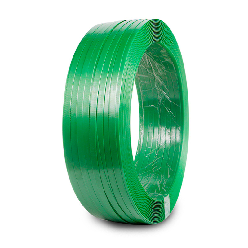 PET plastično-čelična traka za pakiranje, debljina 0,6–1,0 mm, napetost 420 kg, težina role 5–20 kg, topljiva traka za pakiranje