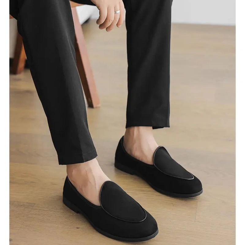 Muški loafers bez vezica od nubuka, casual mokasin stil, gumena potplat, prozračna PU uložak