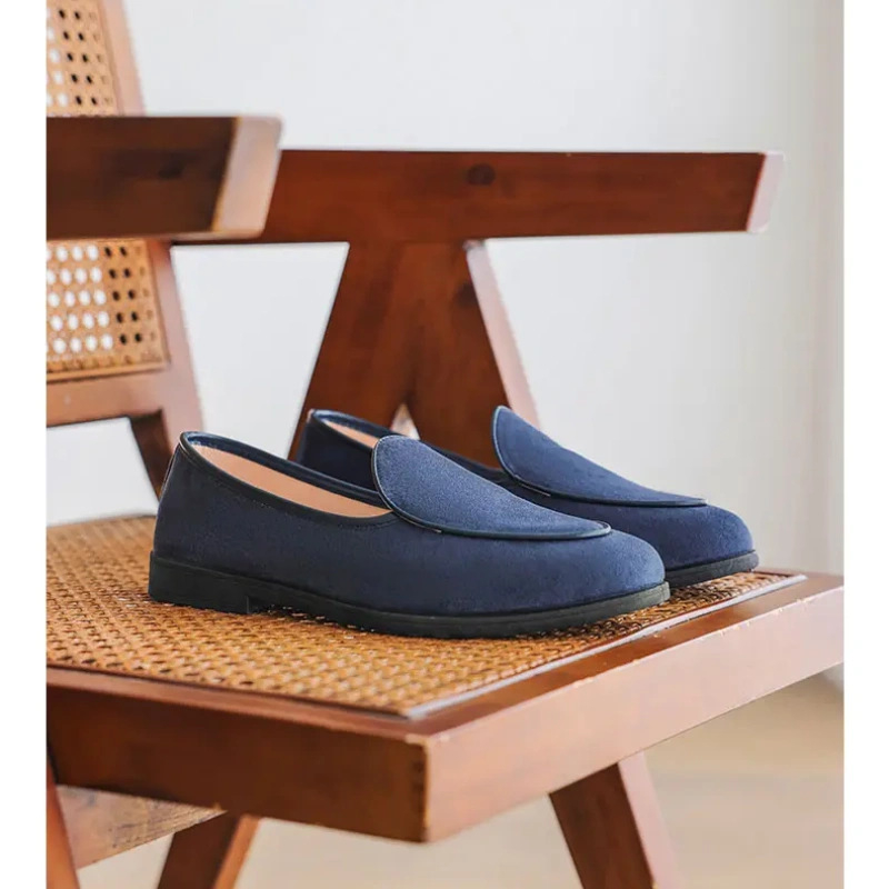 Muški loafers bez vezica od nubuka, casual mokasin stil, gumena potplat, prozračna PU uložak