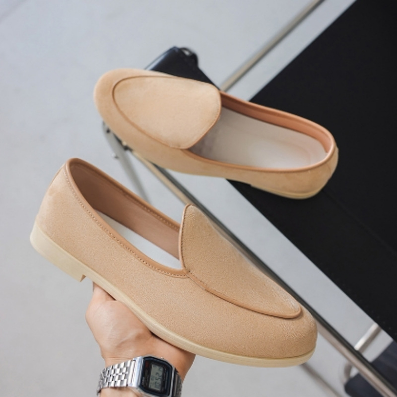 Muški loafers bez vezica od nubuka, casual mokasin stil, gumena potplat, prozračna PU uložak
