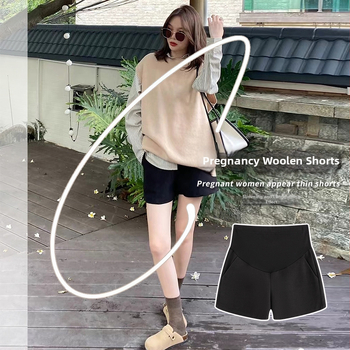 Trudničke hlače s podrškom za trbuh, široke nogavice, dužina 3/4, pamuk-poliester smjesa, srednja debljina