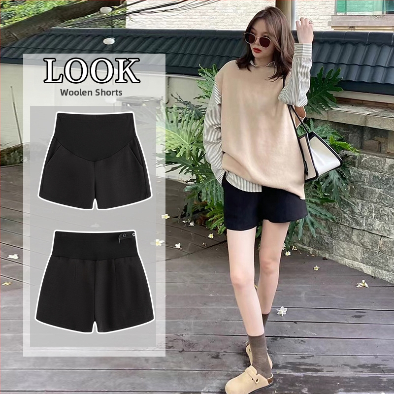 Trudničke hlače s podrškom za trbuh, široke nogavice, dužina 3/4, pamuk-poliester smjesa, srednja debljina