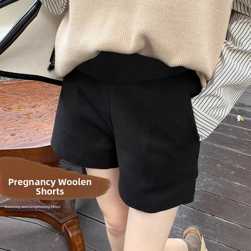 Trudničke hlače s podrškom za trbuh, široke nogavice, dužina 3/4, pamuk-poliester smjesa, srednja debljina