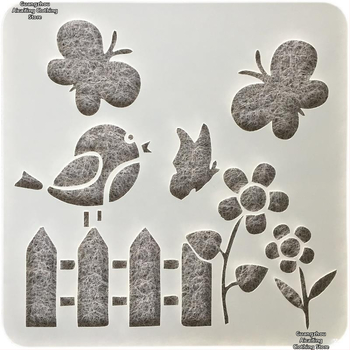 Kresliaca doska – opakovane použiteľná doska z PET plastu s vyrezanou mandalou a motýľom, šablóna pre deti