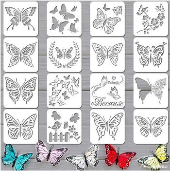 Дъска за рисуване – повторно използваема PET пластмасова дъска с мандала и пеперуда през прорези, помощник за детско рисуване