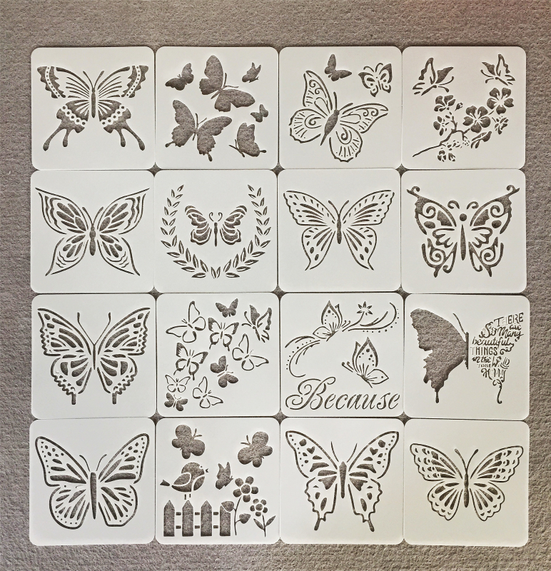 Дъска за рисуване – повторно използваема PET пластмасова дъска с мандала и пеперуда през прорези, помощник за детско рисуване