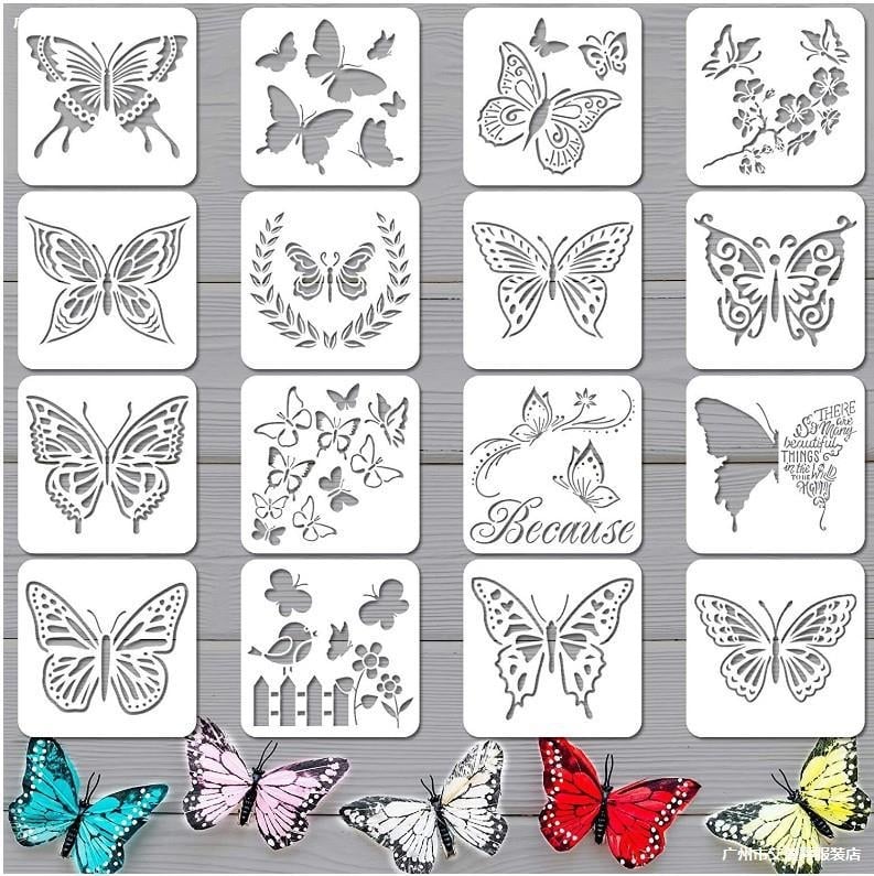 Дъска за рисуване – повторно използваема PET пластмасова дъска с мандала и пеперуда през прорези, помощник за детско рисуване