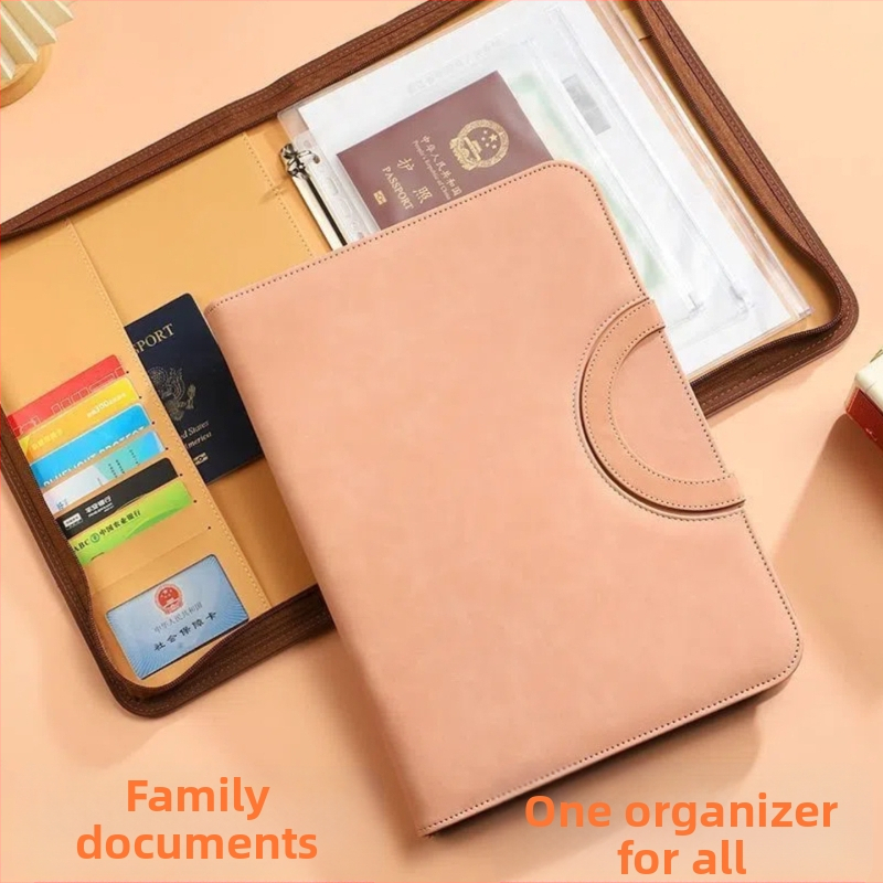 A4 úložná knižka na dokumenty so zapínaním na zips Baiheng, model A4-id storage book, PU materiál, 3.5 cm hrúbka, 12 strán