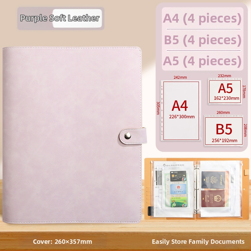 A4 úložná knižka na dokumenty so zapínaním na zips Baiheng, model A4-id storage book, PU materiál, 3.5 cm hrúbka, 12 strán