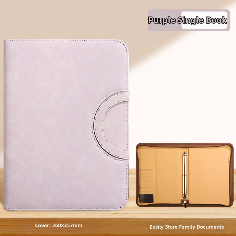 A4 úložná knižka na dokumenty so zapínaním na zips Baiheng, model A4-id storage book, PU materiál, 3.5 cm hrúbka, 12 strán