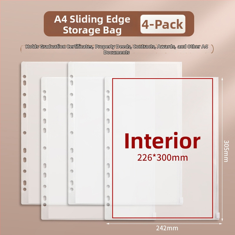 A4 úložná knižka na dokumenty so zapínaním na zips Baiheng, model A4-id storage book, PU materiál, 3.5 cm hrúbka, 12 strán