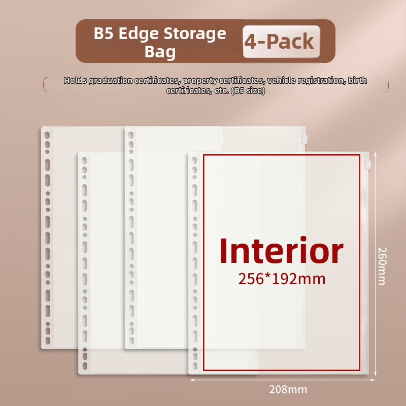 A4 úložná knižka na dokumenty so zapínaním na zips Baiheng, model A4-id storage book, PU materiál, 3.5 cm hrúbka, 12 strán