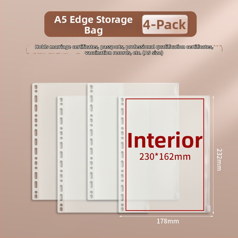 A4 úložná knižka na dokumenty so zapínaním na zips Baiheng, model A4-id storage book, PU materiál, 3.5 cm hrúbka, 12 strán