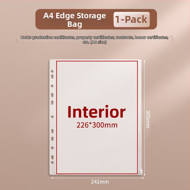 A4 úložná knižka na dokumenty so zapínaním na zips Baiheng, model A4-id storage book, PU materiál, 3.5 cm hrúbka, 12 strán