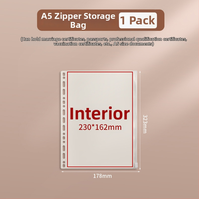 A4 úložná knižka na dokumenty so zapínaním na zips Baiheng, model A4-id storage book, PU materiál, 3.5 cm hrúbka, 12 strán