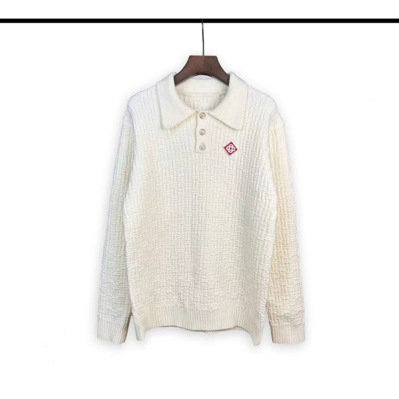Pulover s polo ovratnikom, jacquard pleteni, ležernog kroja, dugi rukavi (71–75% vuna; jacquard pletene; polo ovratnik; srednja duljina; prozračan materijal)