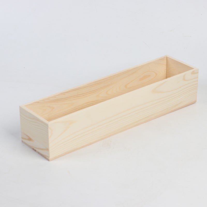 Bez poklopca drvena kutija od borovine za skladištenje — model 19, ručno izrezbarena, mogućnost tiska logotipa