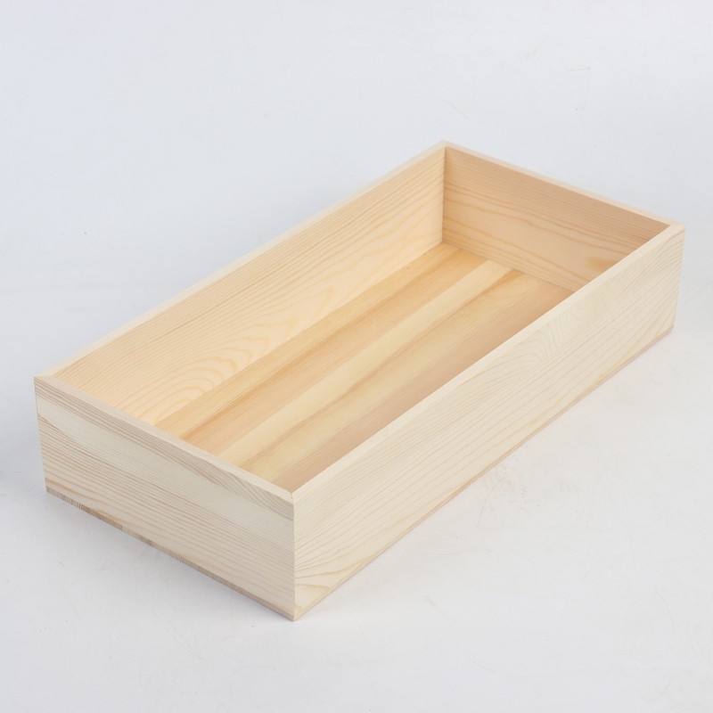 Bez poklopca drvena kutija od borovine za skladištenje — model 19, ručno izrezbarena, mogućnost tiska logotipa