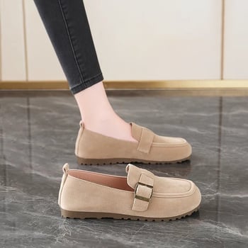 Ženske slip-on ravne cipele s umjetnim plišem na gornjem dijelu, prugasti uzorak, niska mačja peta, proljeće 2025