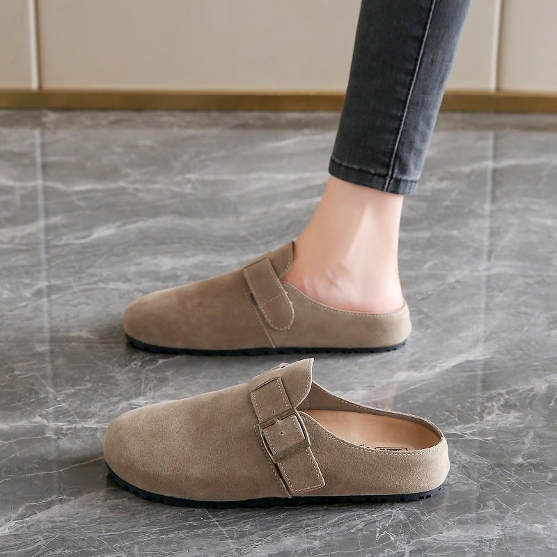 Ženske slip-on ravne cipele s umjetnim plišem na gornjem dijelu, prugasti uzorak, niska mačja peta, proljeće 2025