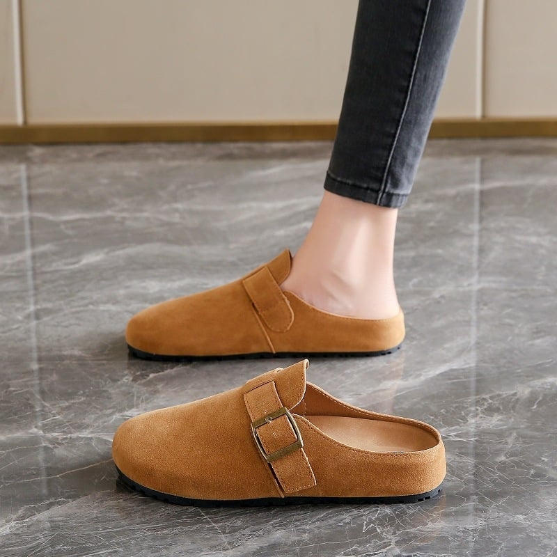 Ženske slip-on ravne cipele s umjetnim plišem na gornjem dijelu, prugasti uzorak, niska mačja peta, proljeće 2025