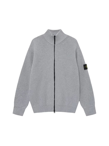 Kardigan od pletenog materijala sa zatvaračem i stojećim ovratnikom, s vezenim logom, širok kroj, akrilna smjesa, antistatički