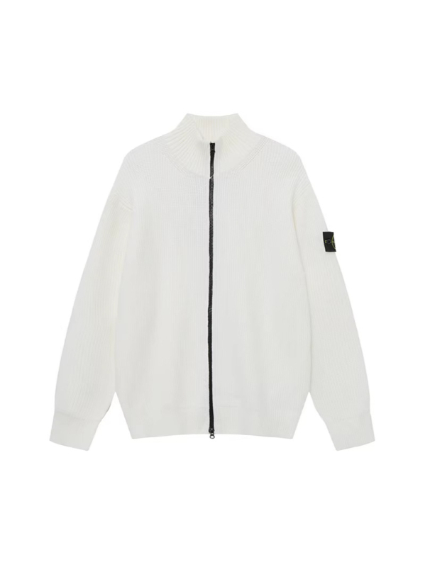 Kardigan od pletenog materijala sa zatvaračem i stojećim ovratnikom, s vezenim logom, širok kroj, akrilna smjesa, antistatički