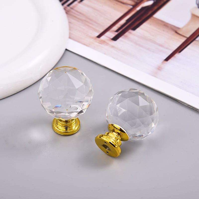 Okrugla kristalna ručka za namještaj, s jednim otvorom, metalna ručka za ladice i ormariće, Bead Crystal, polirani završetak, materijal: K9 kristal, stil: moderan minimalizam, lagani luksuz