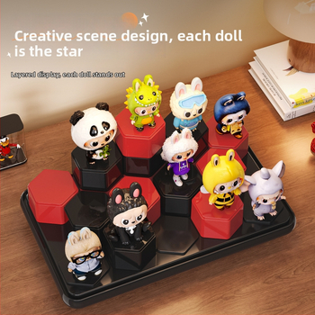 Kutija za prikaz blind boxa, plastična, s poklopcem, prašno otporna, sklopački dizajn — za Bubble Mart lutke; model Rme-8545-8547-display box; materijal HIPS/PP/PS