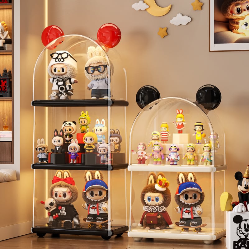 Kutija za prikaz blind boxa, plastična, s poklopcem, prašno otporna, sklopački dizajn — za Bubble Mart lutke; model Rme-8545-8547-display box; materijal HIPS/PP/PS